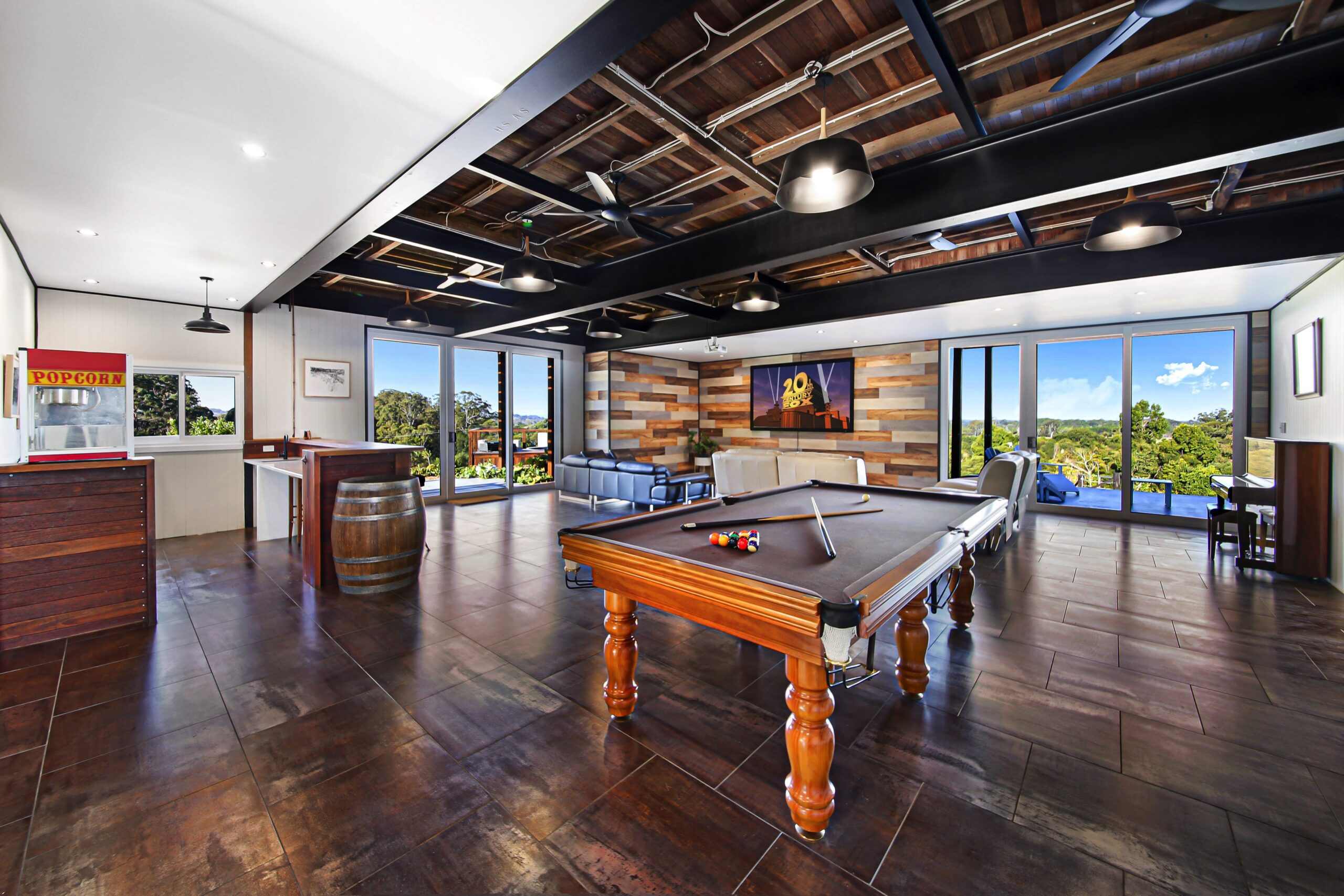 Lower-level bar and entertaining space